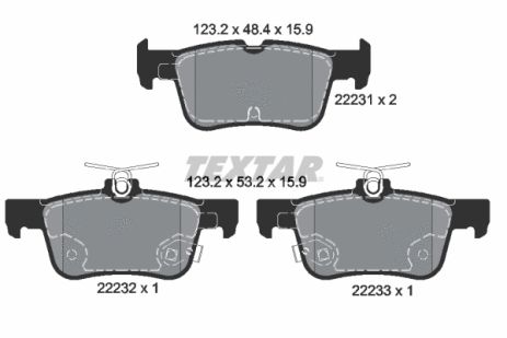Комплект тормозных колодок LINCOLN (CHANGAN), FORD S-MAX, LINCOLN MKZ, TEXTAR (2223101)