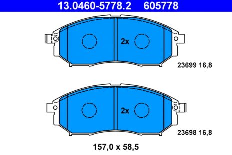 Комплект тормозных колодок RENAULT KOLEOS, INFINITI Q70, NISSAN QASHQAI, ATE (13046057782)