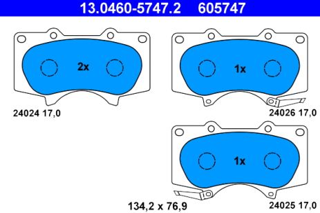 Комплект тормозных колодок LEXUS GX, MITSUBISHI PAJERO, TOYOTA LAND СRUISER, ATE (13046057472)