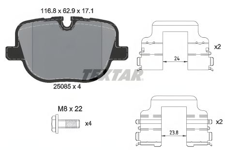 Комплект тормозных колодок LAND ROVER, TEXTAR (2508501) Комплект тормозных колодок LAND ROVER, TEXTAR (2508501)