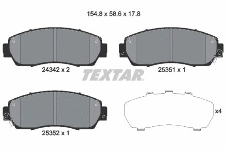 Комплект тормозных колодок HAVAL F7, CHANGAN CS75, GREAT WALL, TEXTAR (2434201)