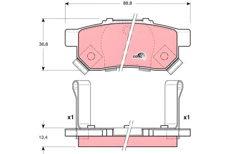 Комплект тормозных колодок для HONDA JAZZ, HONDA CITY, HONDA CIVIC, TRW (GDB3174)