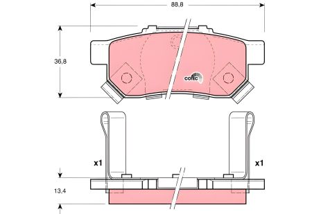 Гальмівні колодки комплект HONDA JAZZ, CITY, CIVIC, TRW (GDB3174)