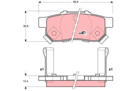 Комплект тормозных колодок HONDA JAZZ, HONDA CITY, HONDA CIVIC, TRW (GDB3174)