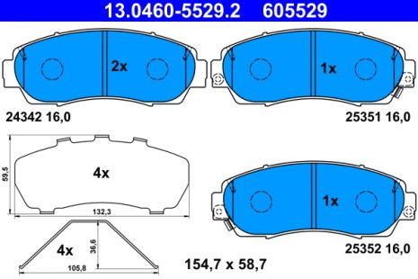 Комплект тормозных колодок HONDA ZR-V, HONDA CR-V, ATE (13046055292)