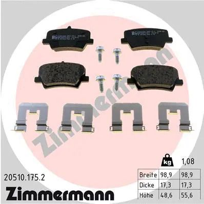 Комплект тормозных колодок VOLVO ASIA, VOLVO XC40, ZIMMERMANN (205101752)