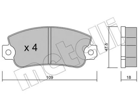 Комплект тормозных колодок FIAT PANDA, SEAT MARBELLA, SEAT FURA, METELLI (2200330)