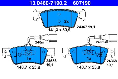 Комплект гальмівних колодок VW TOUAREG, ATE (13046071902)