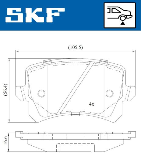 Комплект гальмівних колодок SEAT ALHAMBRA, VW TIGUAN, AUDI Q3, SKF (VKBP90023)