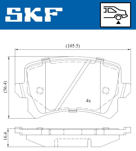 Комплект тормозных колодок SEAT ALHAMBRA, VW TIGUAN, AUDI Q3, SKF (VKBP90023)