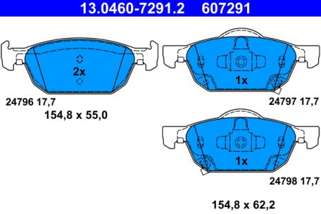 Комплект гальмівних колодок HONDA ACCORD, ATE (13046072912)