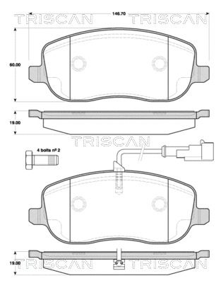 Комплект гальмівних колодок FIAT CROMA, TRISCAN (811015045)