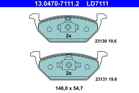 Комплект тормозных колодок SEAT ARONA, VW POLO, SKODA FABIA, ATE (13047071112)
