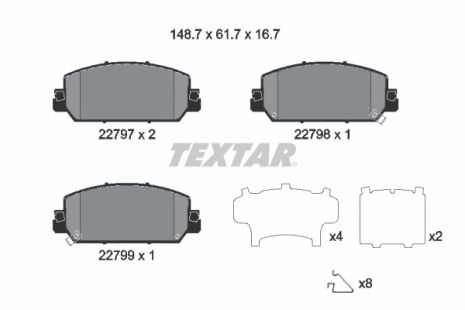Комплект тормозных колодок ACURA (GAC), HONDA CR-V, HONDA CLARITY, TEXTAR (2279701)