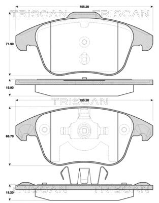 Комплект гальмівних колодок PEUGEOT 5008, CITROËN DS4, CITROËN DS5, TRISCAN (811038006)