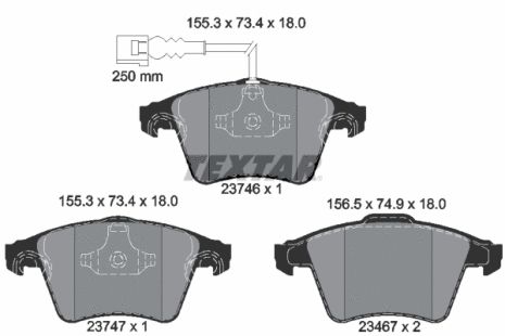 Комплект тормозных колодок VW TRANSPORTER, VW MULTIVAN, TEXTAR (2374601)