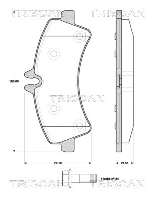 Комплект гальмівних колодок MB SPRINTER, VW CRAFTER, TRISCAN (811010559)