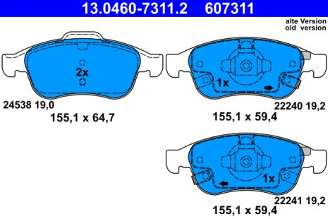 Комплект гальмівних колодок для FIAT 500X, JEEP RENEGADE, ATE виробник (13046073112) Комплект гальмівних колодок для FIAT 500X, JEEP RENEGADE, ATE виробник (13046073112)