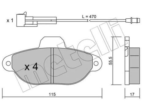 Комплект гальмівних колодок LANCIA Y, FIAT PUNTO, METELLI (2201590)