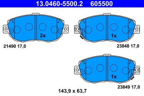 Тормозные колодки комплект LEXUS IS, TOYOTA ALTEZZA, TOYOTA MARK, ATE (13046055002)