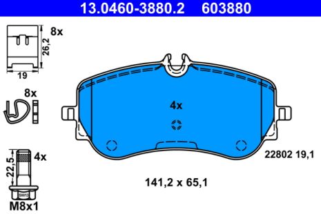 Комплект гальмівних колодок VW CRAFTER, VW AMAROK, ATE (13046038802)