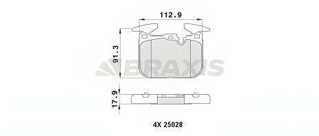 Комплект тормозных колодок для BMW 4, 3, 1 серий, BRAXIS (AA0449)