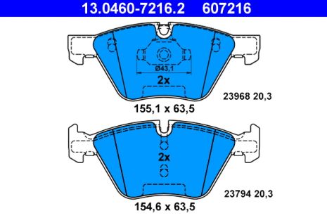 Комплект тормозных колодок BMW 3, BMW 1, BMW X1, ATE (13046072162)