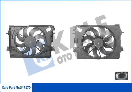 Вентилятор охлаждения радиатора NISSAN MICRA, DACIA LOGAN, RENAULT CLIO, KALE OTO RADYATOR (347170)