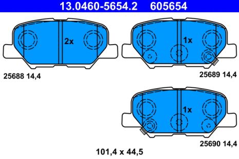 Комплект тормозных колодок MAZDA 6, PEUGEOT 4008, CITROËN C4, ATE (13046056542)