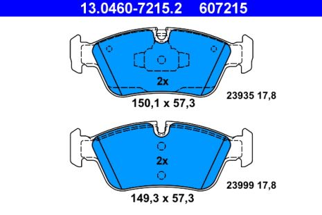 Комплект гальмівних колодок BMW 1, BMW 3, ATE (13046072152)