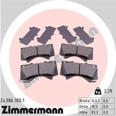 Комплект гальмівних колодок LEXUS LX, TOYOTA LAND СRUISER, TOYOTA SEQUOIA, ZIMMERMANN (243861801)