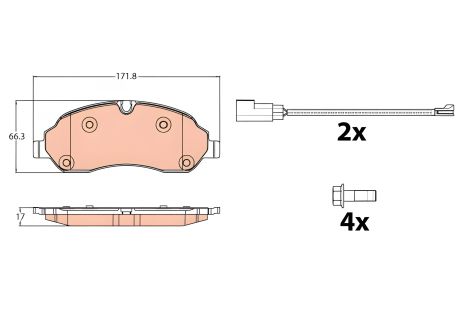 Комплект тормозных колодок FORD TRANSIT, FORD TOURNEO, TRW (GDB2117) Комплект тормозных колодок FORD TRANSIT, FORD TOURNEO, TRW (GDB2117)