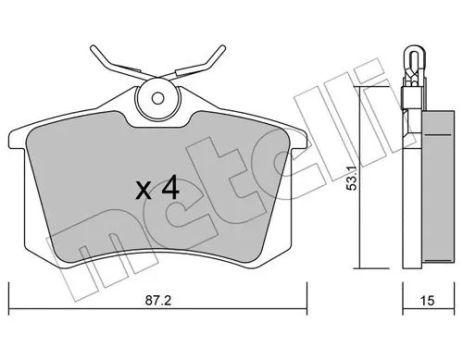 Комплект гальмівних колодок PEUGEOT 405, VW VENTO, SEAT IBIZA, METELLI (2201000)