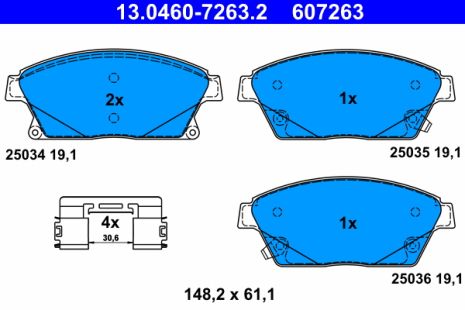 Комплект тормозных колодок OPEL ASTRA, CHEVROLET TRAX, CHEVROLET CRUZE, ATE (13046072632)