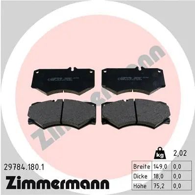 Комплект тормозных колодок VW LT, MB T1/TN, MB T2/LN1, ZIMMERMANN (297841801)