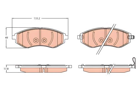 Комплект гальмівних колодок для ZAZ VIDA, CHEVROLET AVEO, DAEWOO KALOS, бренд TRW (GDB3634)