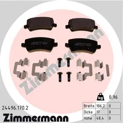 Комплект тормозных колодок VOLVO (CHANGAN), VOLVO ASIA, VOLVO V60, ZIMMERMANN (244961702)