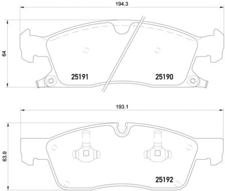 Комплект гальмівних колодок DODGE DURANGO, JEEP GRAND, BREMBO (P37017)