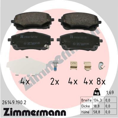 Комплект тормозных колодок SUZUKI SWACE, TOYOTA COROLLA, ZIMMERMANN (261491902)