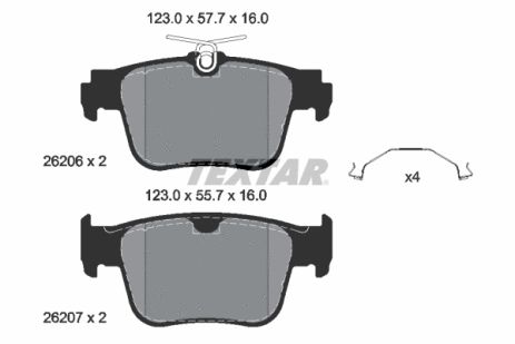 Комплект гальмівних колодок FORD TRANSIT, SEAT LEON, AUDI A3, TEXTAR (2620601) Комплект гальмівних колодок FORD TRANSIT, SEAT LEON, AUDI A3, TEXTAR (2620601)
