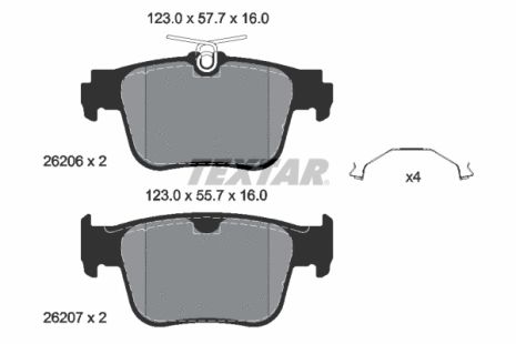 Комплект тормозных колодок FORD TRANSIT, SEAT LEON, AUDI A3, TEXTAR (2620601)