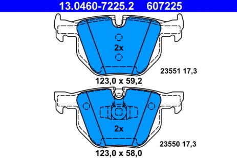 Комплект гальмівних колодок BMW 3, BMW X1, ATE (13046072252)