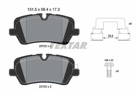 Комплект тормозных колодок LAND ROVER, TEXTAR (2572001)