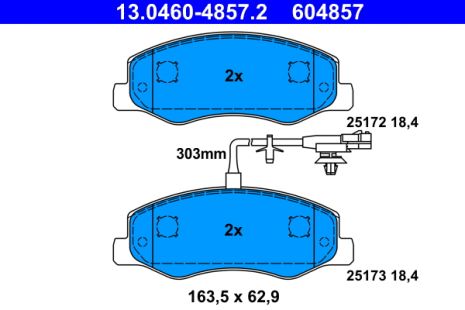 Комплект тормозных колодок OPEL MOVANO, RENAULT MASTER, ATE (13046048572)