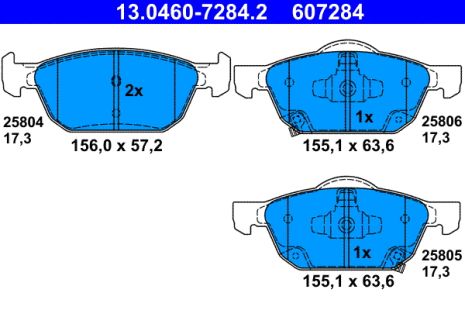 Комплект гальмівних колодок HONDA CIVIC, ATE (13046072842)