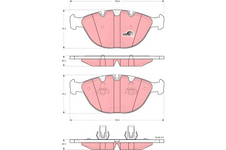 Тормозные колодки комплект для BMW X5, TRW (GDB1529)