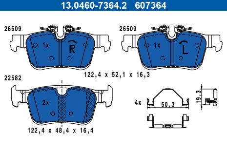 Комплект тормозных колодок VOLVO S90, VOLVO V90, VOLVO V60, ATE (13046073642)