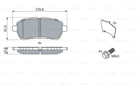 Комплект тормозных колодок FORD FIESTA, BOSCH (0986494195)