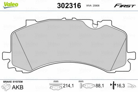 Комплект гальмівних колодок VW TOUAREG, AUDI A6, AUDI A7, VALEO (302316)
