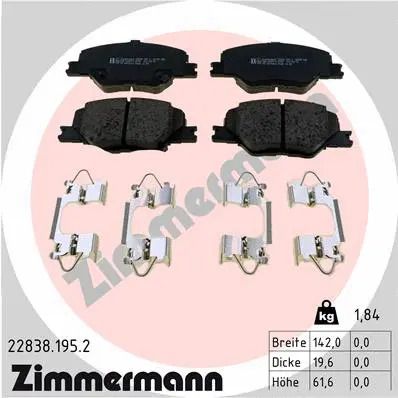 Комплект тормозных колодок OPEL INSIGNIA, ZIMMERMANN (228381952)